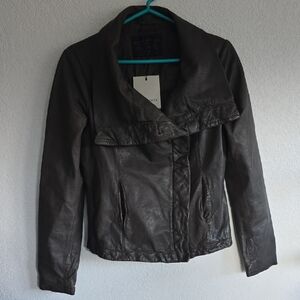 All Saints Dark Brown Leather Jacket